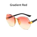 Kids rimless polygonal sunglasses with gradient red lenses and golden metal bridges - Gradient Red