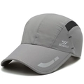 Grey quick-dry sports baseball cap with mesh panels and reflective brim details - Light Gray