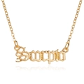 Collier signe du zodiaque Scorpion doré avec pendentif lettre vintage et chaîne maille fine - Scorpion