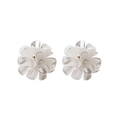 925 silver needle floral earrings in pearl white with layered translucent petals - Pearl White