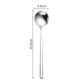 Cucchiaio in acciaio inox 304 con manico lungo, lunghezza 19,5 cm e testa tonda 4,4 cm - Cucchiaio / Colore Argento Sterling