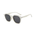 Eleganti occhiali da sole poligonali crema oversize con lenti scure anti-UV - Montatura Bianca Lenti Grigie