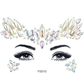 Luminous AB white resin face jewels set with teardrop and round crystals, model Y0010 - Y0010 Iridescent Face Gems