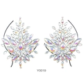 Luminous AB resin face and body jewel stickers with iridescent crystal finish - Y0019 Leaf Shape Chest Gems