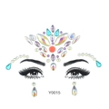 Luminous blue and AB resin crystal face jewels with symmetrical teardrop rhinestone patterns - Y0015 Mixed Color Face Gems