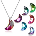 Colorful crescent moon crystal pendant necklace with multi-color gradient refraction effect - Moon / 20mm / Rainbow AB