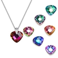 DIY heart-shaped gradient crystal pendant on silver chain with colorful loose charms - Shell / 14mm / Rainbow AB