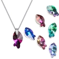 Purple fish-shaped crystal pendant on silver chain with multiple colorful crystal charms - Fish / 17mm / Rainbow AB