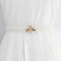 Élégante ceinture en perles blanches avec boucle abeille dorée en strass pour robe - EL95-30 Abeille Dorée