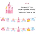 Close-up of pink princess castle and crown carriage themed party banner flags - Princess Castle (KT-4)