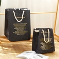 Borse tote in cotone nero con manici in corda bianca e scritte LOVE RULES dorate lucide - 36x34x49cm / Denim Love-Grande