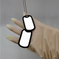 Double layered stainless steel dog tag necklace with black silicone silencers and ball chain - Steel