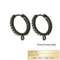 Gunmetal brass huggie hoop earrings with micro-pave cubic zirconia and vertical ring - Vertical Ring / Gunmetal