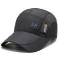 Dark grey breathable mesh baseball cap with blue embroidery for outdoor sports - Adjustable / Dark Gray