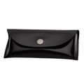 Astuccio per occhiali in vernice nera lucida con un bottone a pressione in metallo - Custodia in Pelle con Bottone a Pressione