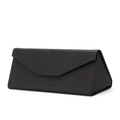 Custodia pieghevole nera in pelle Saffiano per occhiali con design triangolare e chiusura magnetica - Custodia Pieghevole Triangolare