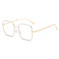 Occhiali quadrati oversize chic con stanghette in metallo dorato e montatura trasparente - Montatura Trasparente Oro C2