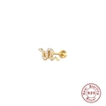 Golden S925 sterling silver snake stud earrings with clear diamonds on white background - Single Gold - Style 2 (Zirconia Snake)