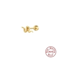 Mini S925 sterling silver gold snake stud earring with screw back and sparkling crystals - Single Gold - Style 1 (Plain Snake)
