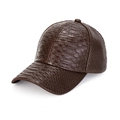 Casquette de baseball marron foncé en similicuir avec motif crocodile et visière courbée - M(56-58cm) / Marron