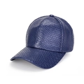Casquette de baseball en similicuir bleu marine avec texture croco et visière courbée - M(56-58cm) / Bleu