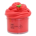 Red fluffy cherry scented butter slime kit in transparent jar with cherry charm - Red Cherry