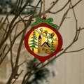 Colgante de Navidad rojo de madera en forma de gota con luces LED y Papá Noel - Bola de Navidad
