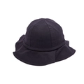 Navy blue cotton sun hat for toddlers with wide brim and stitched canvas texture - 46-50cm (2-6 Years) / Black and Gray