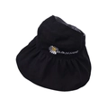 Black kids empty top sun visor hat with daisy embroidery and checkered lining design - Black