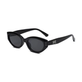 Retro cat-eye sunglasses in black glossy frame with silver BB logo and dark lenses - Bright Black Frame Grey Lens