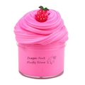 Pink Dragon Fruit fluffy slime in clear container with mini dragon fruit charm - Dark Pink Dragon Fruit