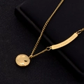 Gold 18K smiley face pendant necklace with Has been smile engraved bar on black surface - K Gold