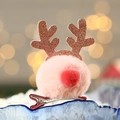 Molletta renna di Natale con pompon rosa e corna glitterate per capelli da bambina - Rosa