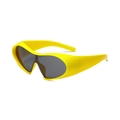 Neon yellow wrap-around sports sunglasses with textured frames and grey lenses - Yellow Frame Grey Lens