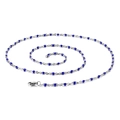 Bohemian style beaded necklace with silver steel links and blue oval resin beads - 500mm*2mm / Dark Blue