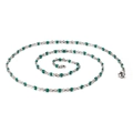 Minimalist silver steel bead necklace with small emerald green resin beads and lobster clasp - 500mm*2mm / Dark Green