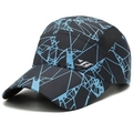 Quick-dry baseball cap with dark base and light blue geometric print for running - Dark Gray