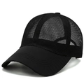 Classic black mesh baseball cap featuring a breathable design and structured curved brim - Adjustable / Black
