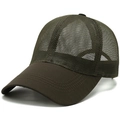 Deep brown breathable mesh baseball cap with sturdy curved visor and trucker hat design - Adjustable / Army Green