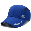 Dark blue quick-dry sports baseball cap with breathable mesh and reflective trim - Sapphire Blue