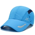 Quick-dry breathable sports cap in sky blue with side mesh panels and reflective logo - Sky Blue