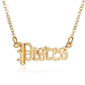 Collier vintage doré avec pendentif signe astrologique Poissons et chaîne à maillons - Poissons
