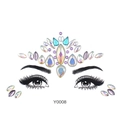 Luminous AB white resin face jewels set with colorful rhinestones in model Y0008 - Y0008 Purple Iridescent Gems