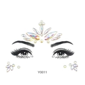 Glow-in-the-dark AB resin face jewel sticker with iridescent crystal crown design - Y0011 Flower Leaf Gems