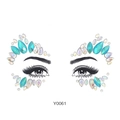 Luminous teal and holographic crystal face gems for festive makeup, model Y0061 - Y0061 Cyan Holographic Gems
