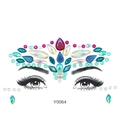 Glow-in-the-dark face jewel stickers model Y0064 with blue and pink luminous crystals - Y0064 Multi Mix Face Gems