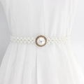 Ceinture de perles blanches élégante avec boucle fleur en strass pour robes de femmes - EL95-27 Boucle Ronde à Grosse Perle