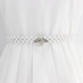 Ceinture élastique en perles blanches avec boucle en forme d'abeille argentée et strass - EL95-31 Abeille Argentée