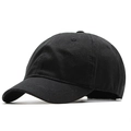 Gorra de béisbol minimalista de algodón negro con visera corta y diseño de seis paneles - Negro / Ajustable