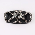 Detailed view of black magic hair comb with grey beads and sparkling rhinestone butterflies - Butterfly Black